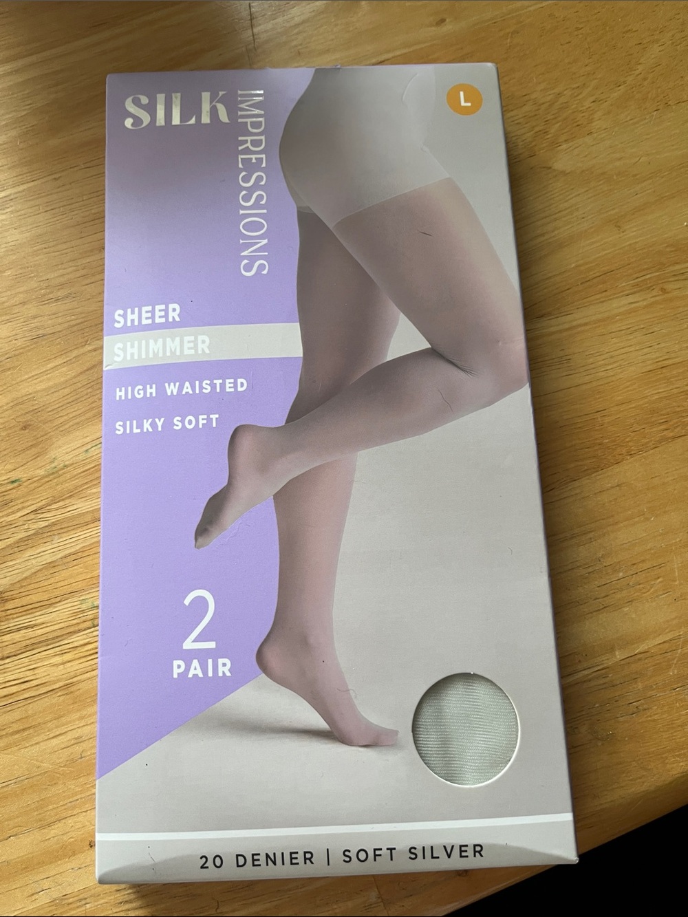 Impressions Sheer Shimmer High-Waisted Tights - Soft Silver (2 Pair)